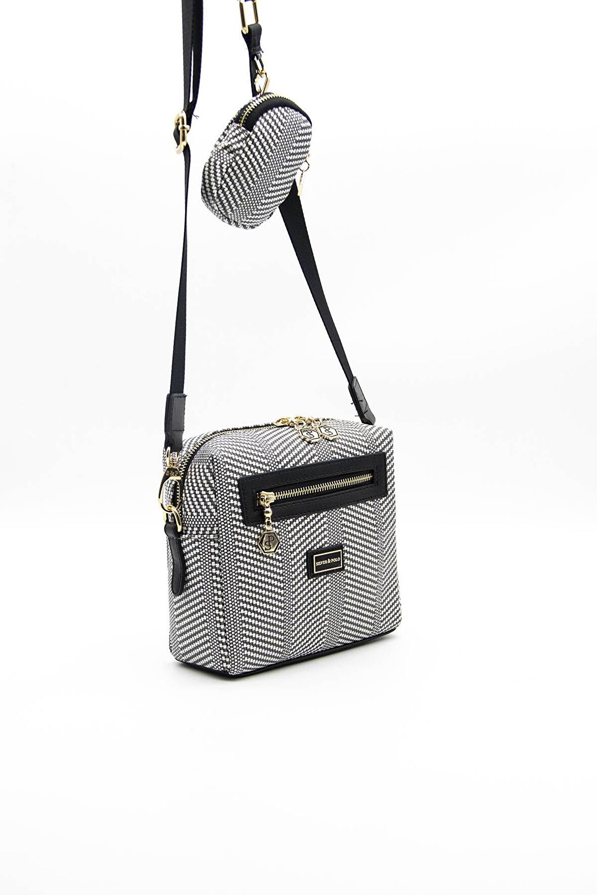 Silver Polo  Kadın Çapraz Çanta 1038-37831 SILVER POLO ÇAPRAZ Kadın ÇANTASI M132 SİYAH BEYAZ-MAT SİYAH