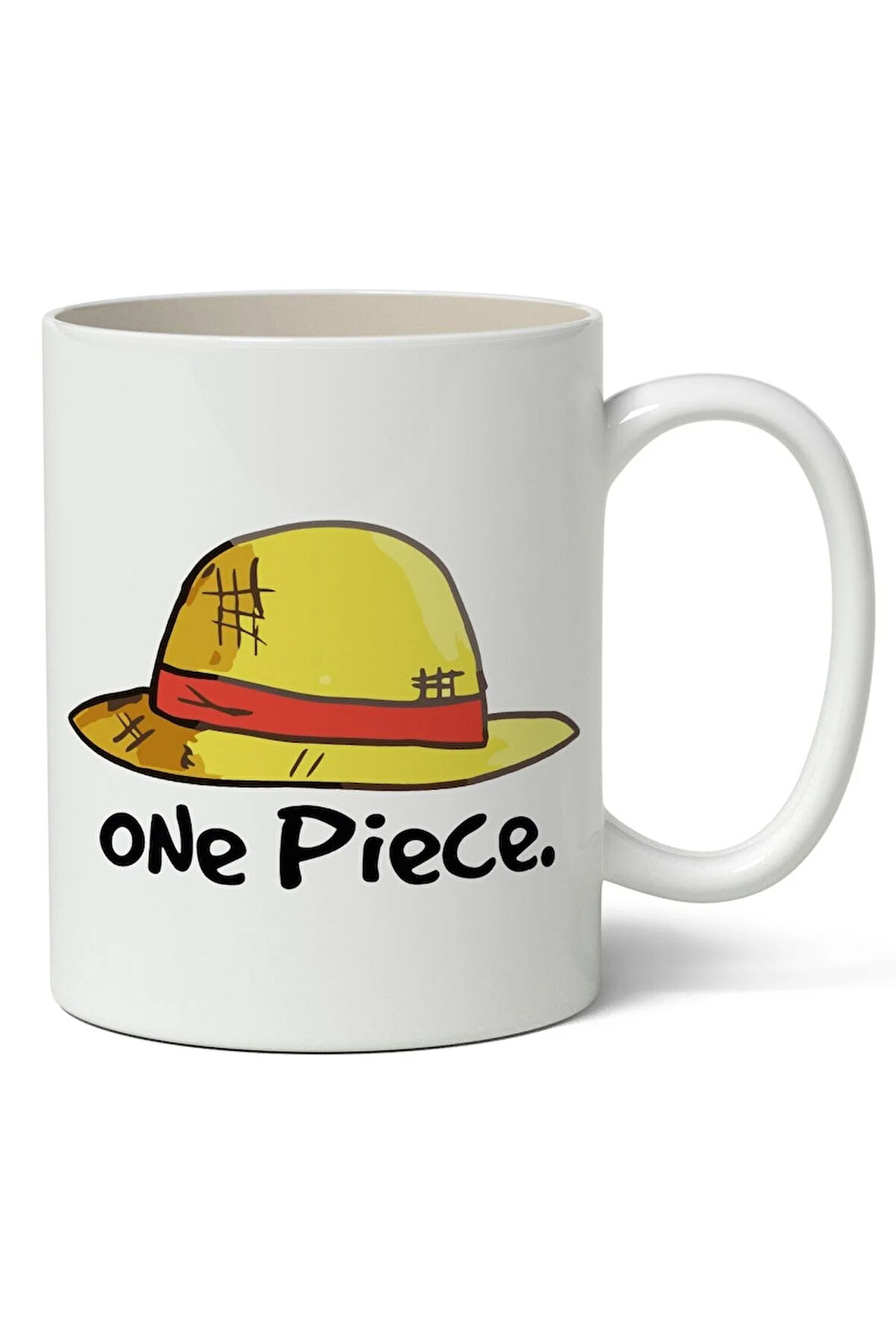 One Piece Hasır Şapka Anime Baskılı Beyaz Kupa Bardak