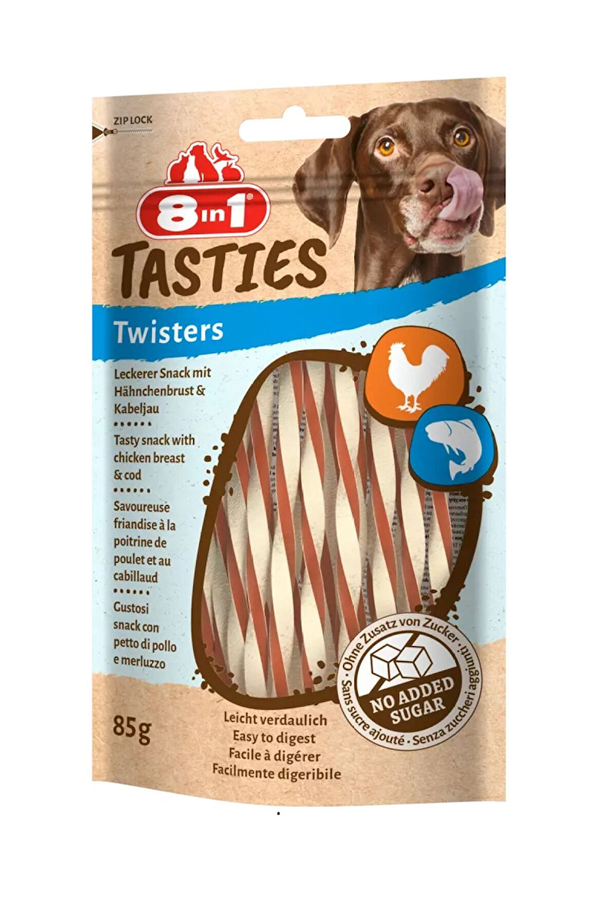 8in1 Tasties Twisters Tavuk ve Balıklı Köpek Ödülü 85 Gr.