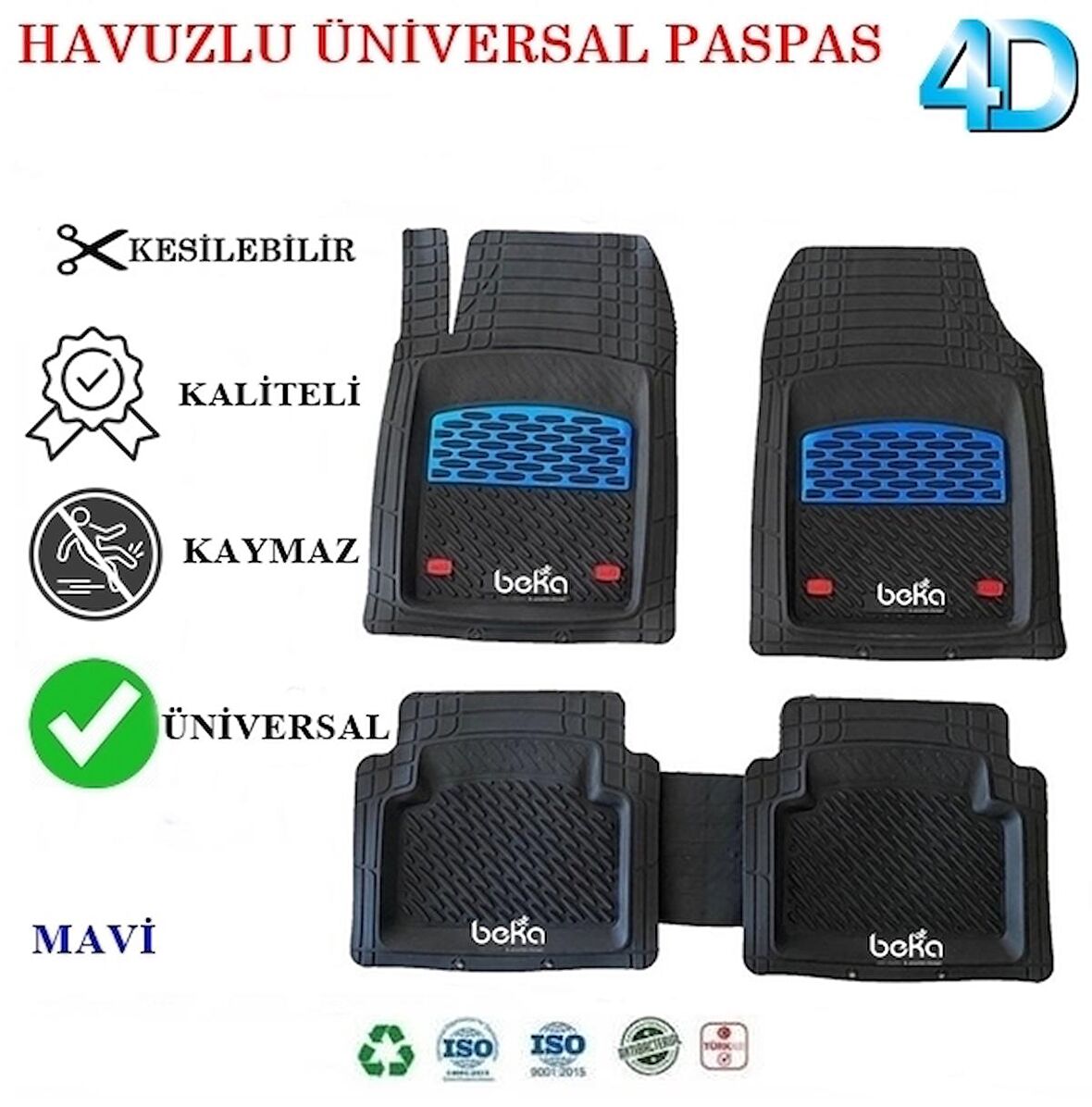 Hyundai Kona Tek 2022 4D Havuzlu Universal Paspas Mavi