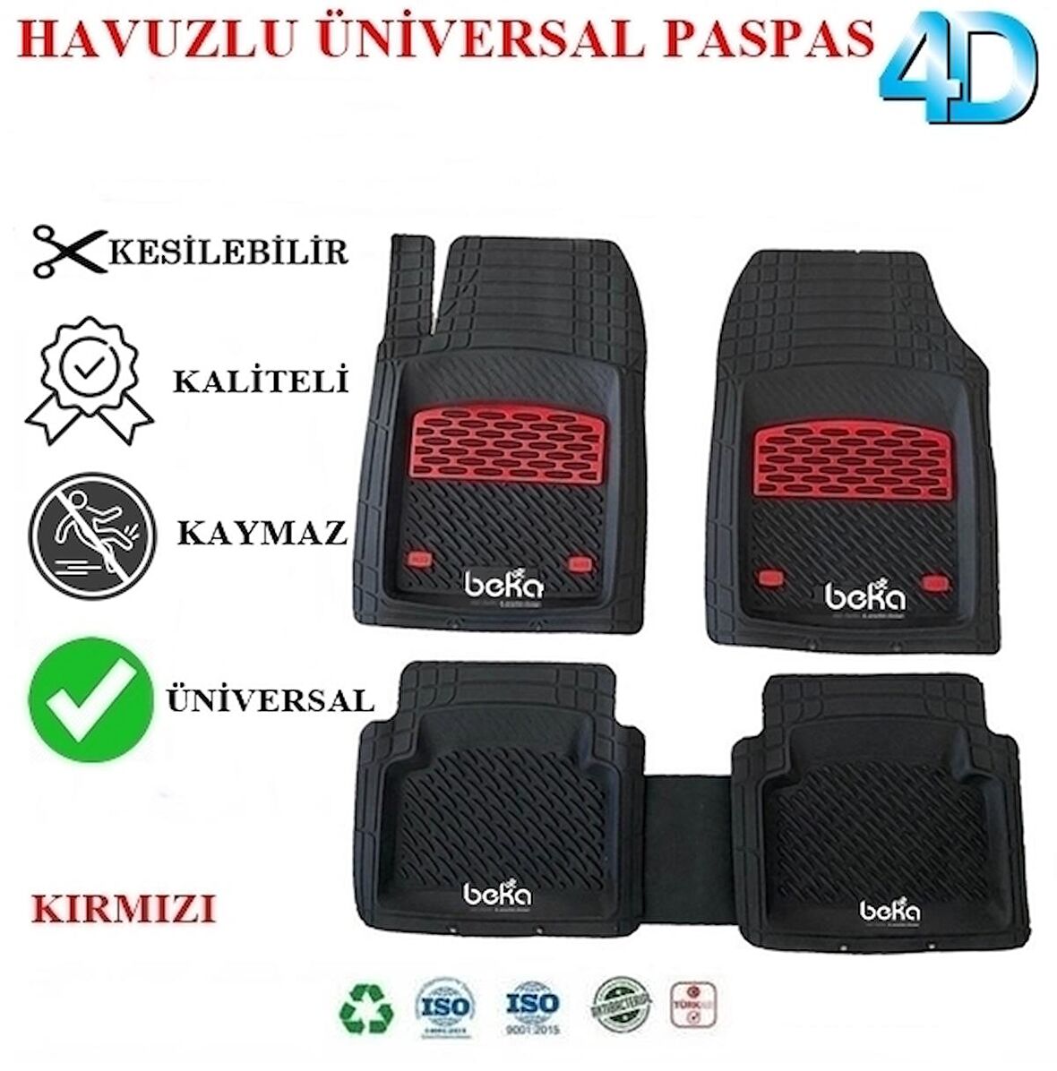 BMW X1 2021 4D Havuzlu Universal Paspas Kırmızı