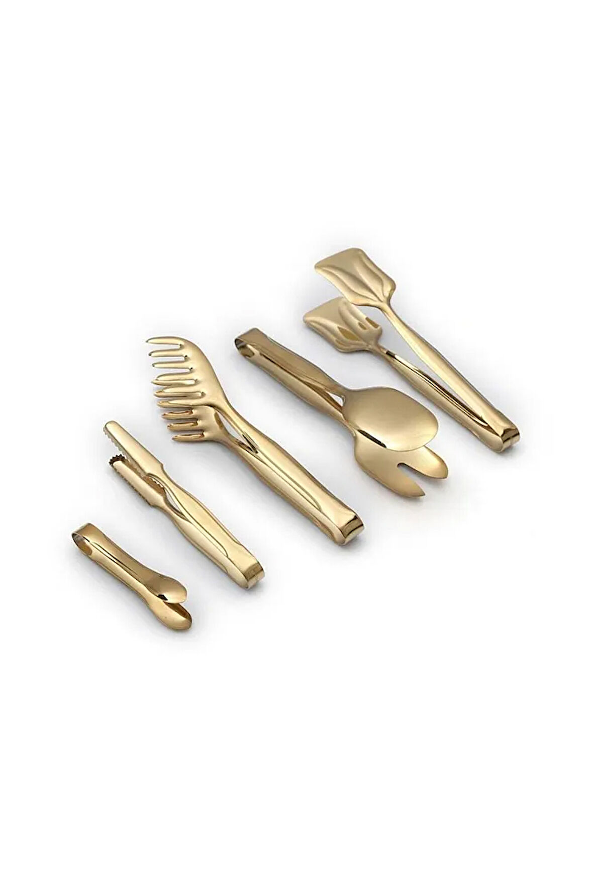 Titanyum Gold 5"li Makarna Salata Pasta Şeker Ve Buz Maşa Takımı-gold