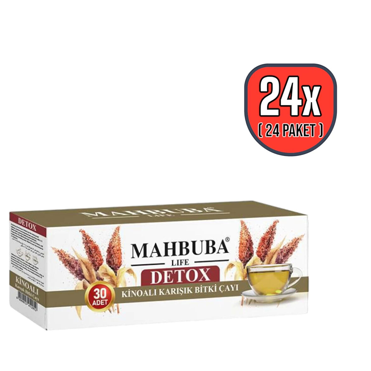 Mahbuba Kinoalı Karışık Detox Diyet Glutensiz Form Bitki Çayı 1 Aylık - ( 30 Kullanım ) Net 60gr x 24 Paket