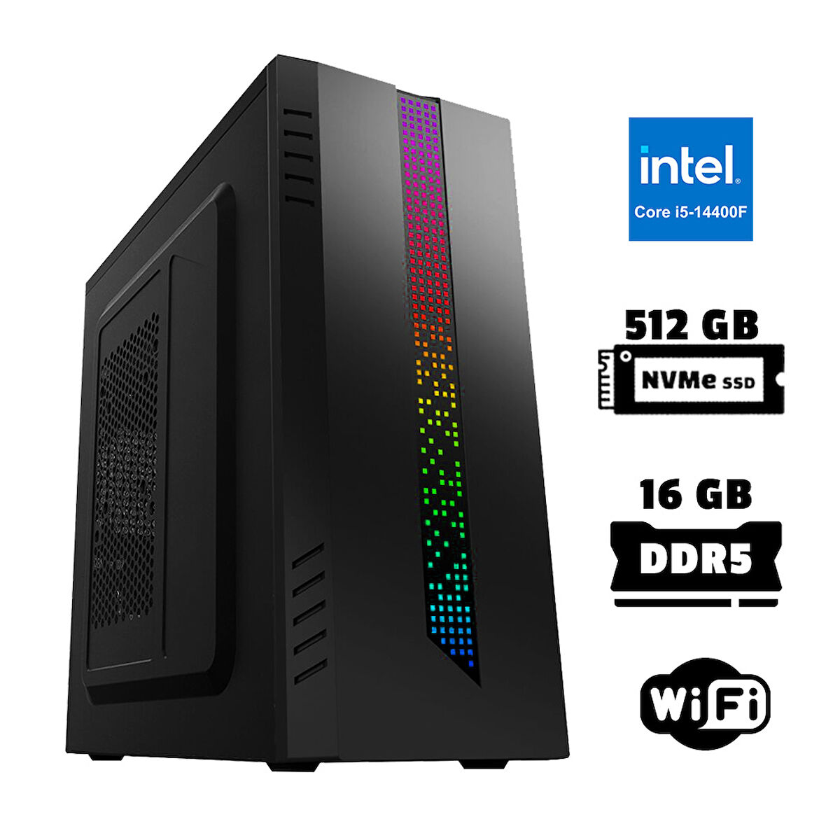 Xaser Xsr942 i5 14400F 16GB DDR5 Ram 512GB M.2 NVMe SSD 2GB GT610 Masaüstü Ofis Bilgisayarı