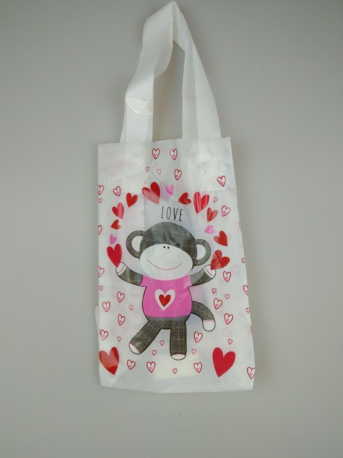 HEDİYE ÇANTASI İNCE PLASTİK MAYMUNLU 13CM X 21CM