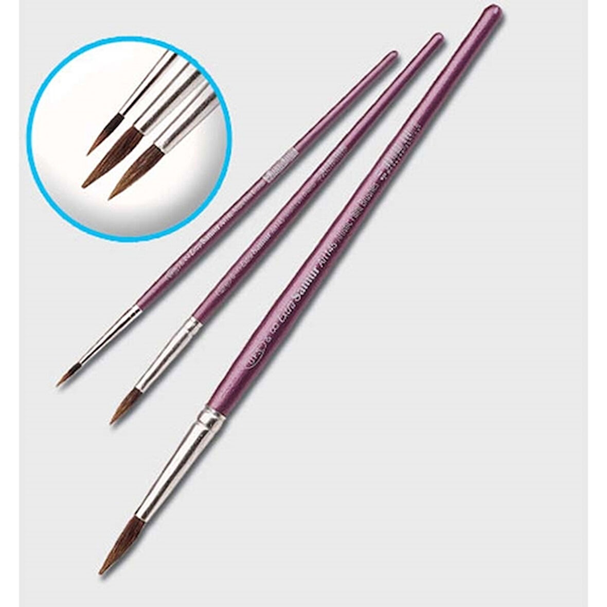 Samur Fırça Sulu Boya Extra Kalem Midilli Kıl 12  ( 12 adet )