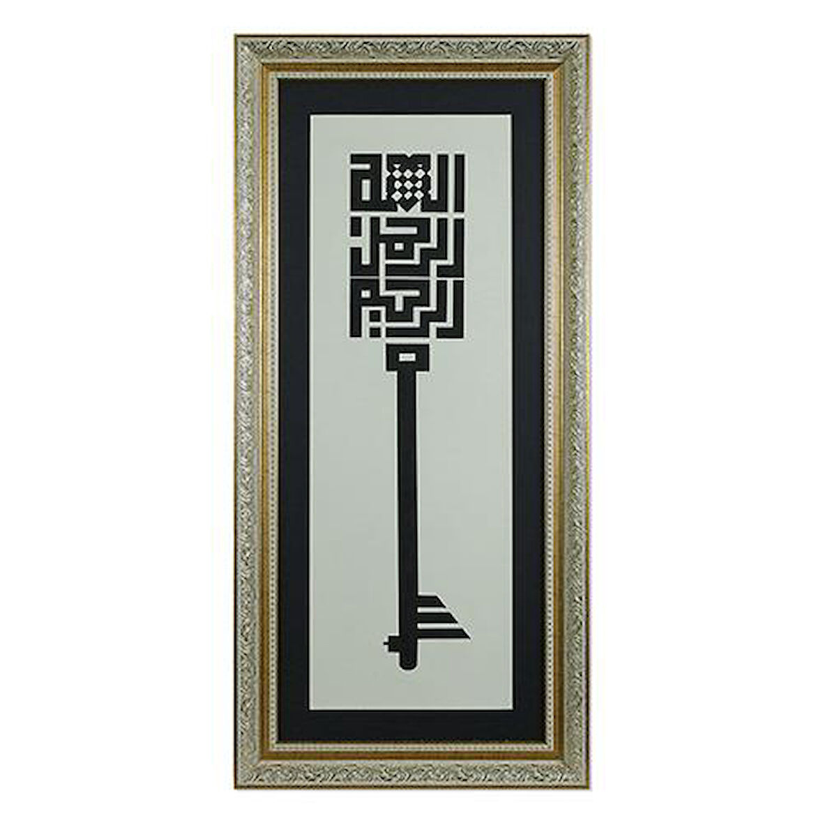 e38 EL İŞÇİLİĞİ KUFİ YAZI BESMELE-İ ŞERİF HÜSNÜ HAT TABLO 97*46 cm - 5671