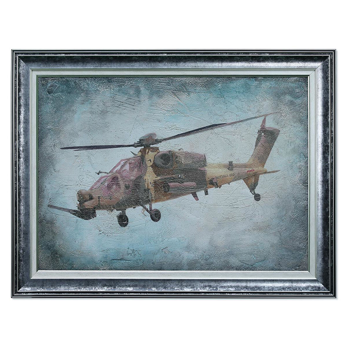 e38 EL İŞÇİLİĞİ DEKORATİF DUVAR TABLOSU ATAK HELİKOPTER 82x63 cm - 6001