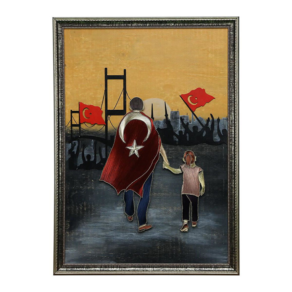 e38 EL İŞÇİLİĞİ BABA VE KIZI FİLOGRAFİ TABLO 107 x 77 cm - 6085