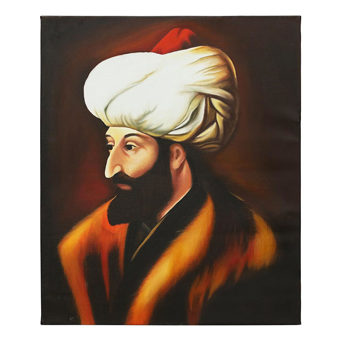 e38 EL İŞÇİLİĞİ  FATİH SULTAN MEHMET YAĞLI BOYA RESİM 60*50 cm  - 6127 