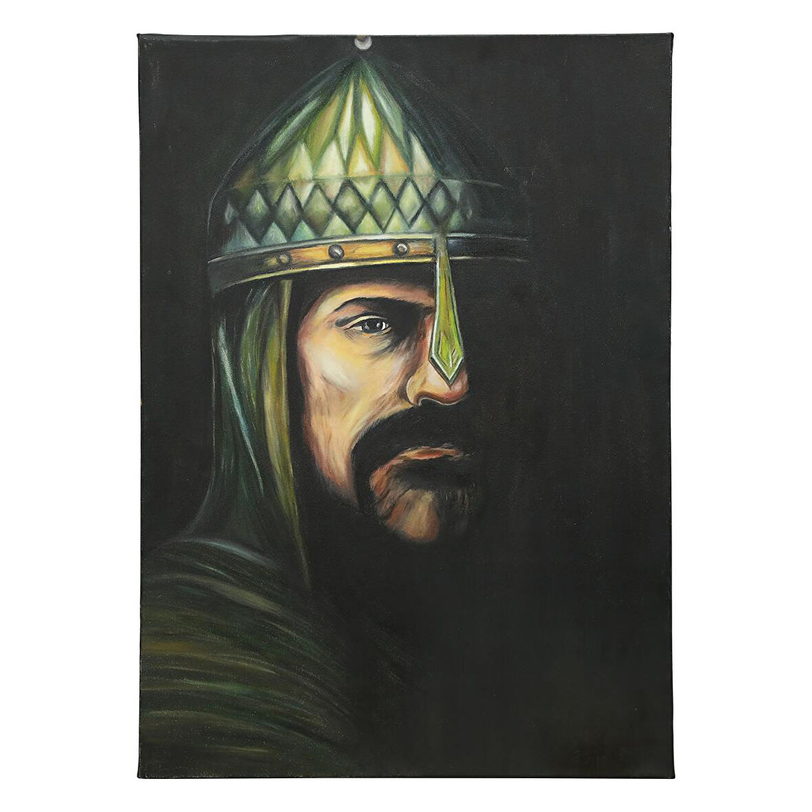 e38 EL İŞÇİLİĞİ  SULTAN ALPARSLAN YAĞI BOYA RESİM 70*50 cm  - 6129