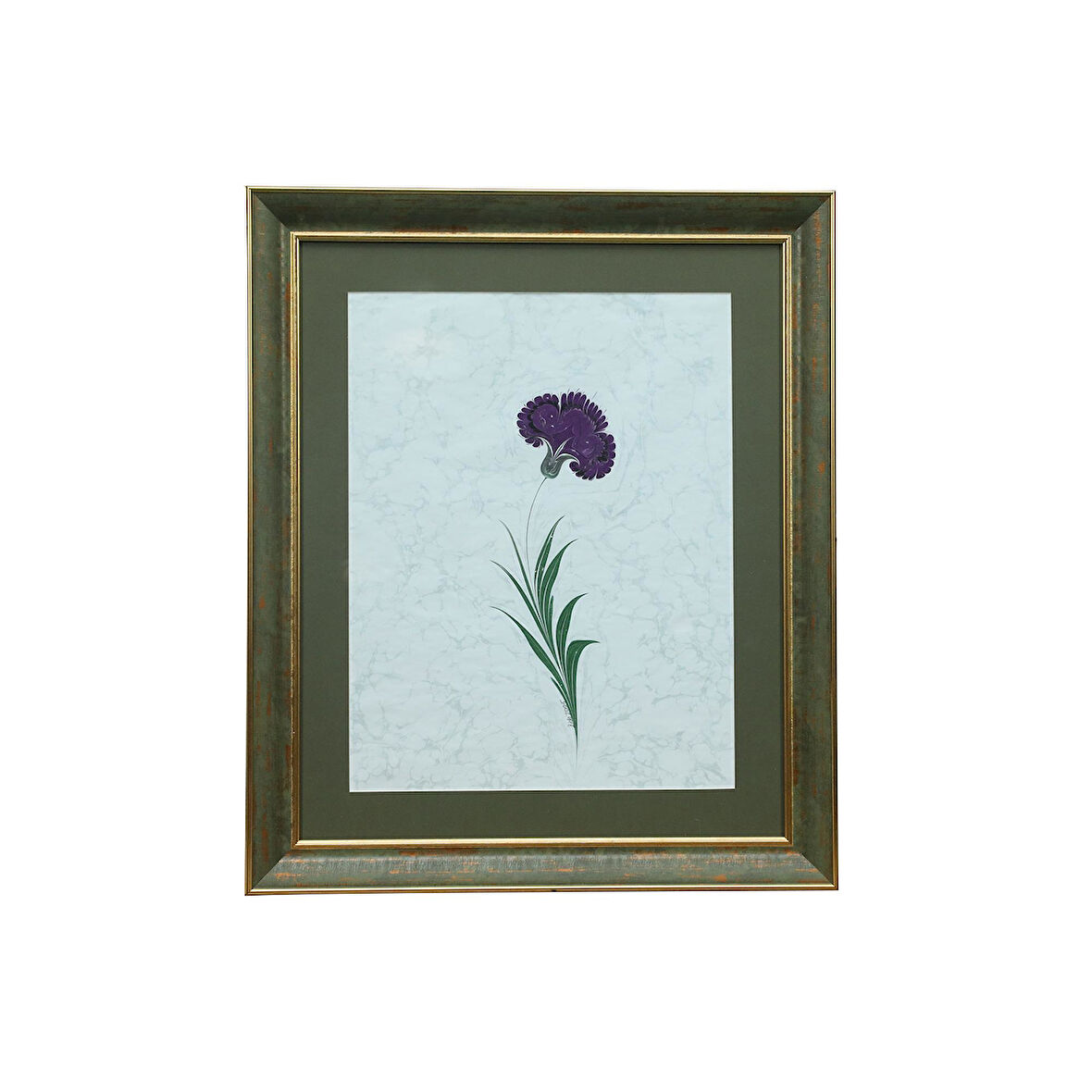e38 EL İŞÇİLİĞİ KARANFİL EBRU TABLO 50x43  cm - 6229