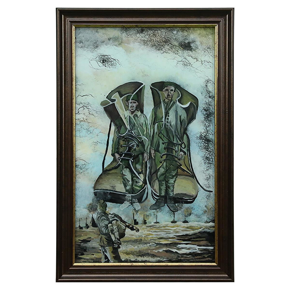 e38 EL İŞÇİLİĞİ  CAM BOYAMA TABLO 37x57 CM - 6328