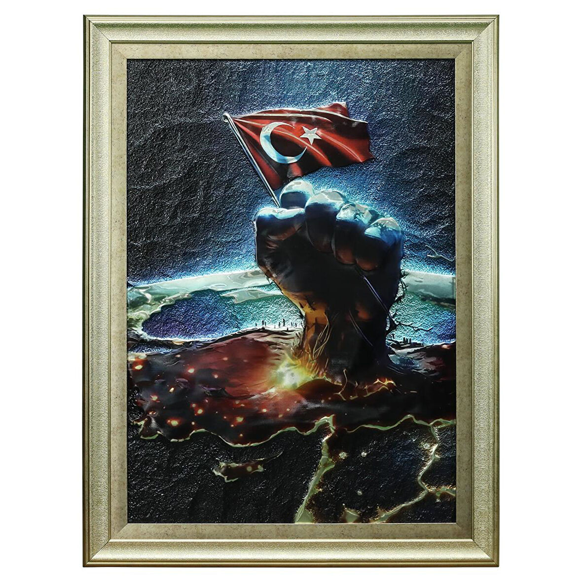 e38 EL İŞÇİLİĞİ  ALİMİNYUM KABARTMA TABLO 62x82 CM - 6353