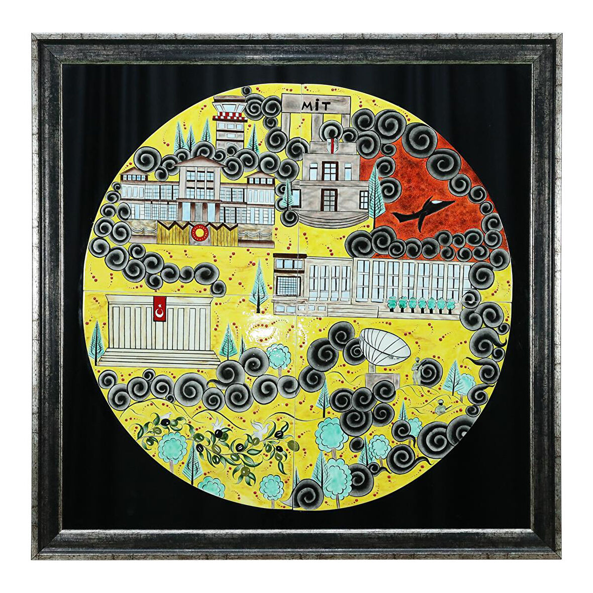 e38 EL İŞÇİLİĞİ  AYNALI ÇİNİ İŞLEME TABLO 98x98 CM ( 35 KĞ ) - 6363