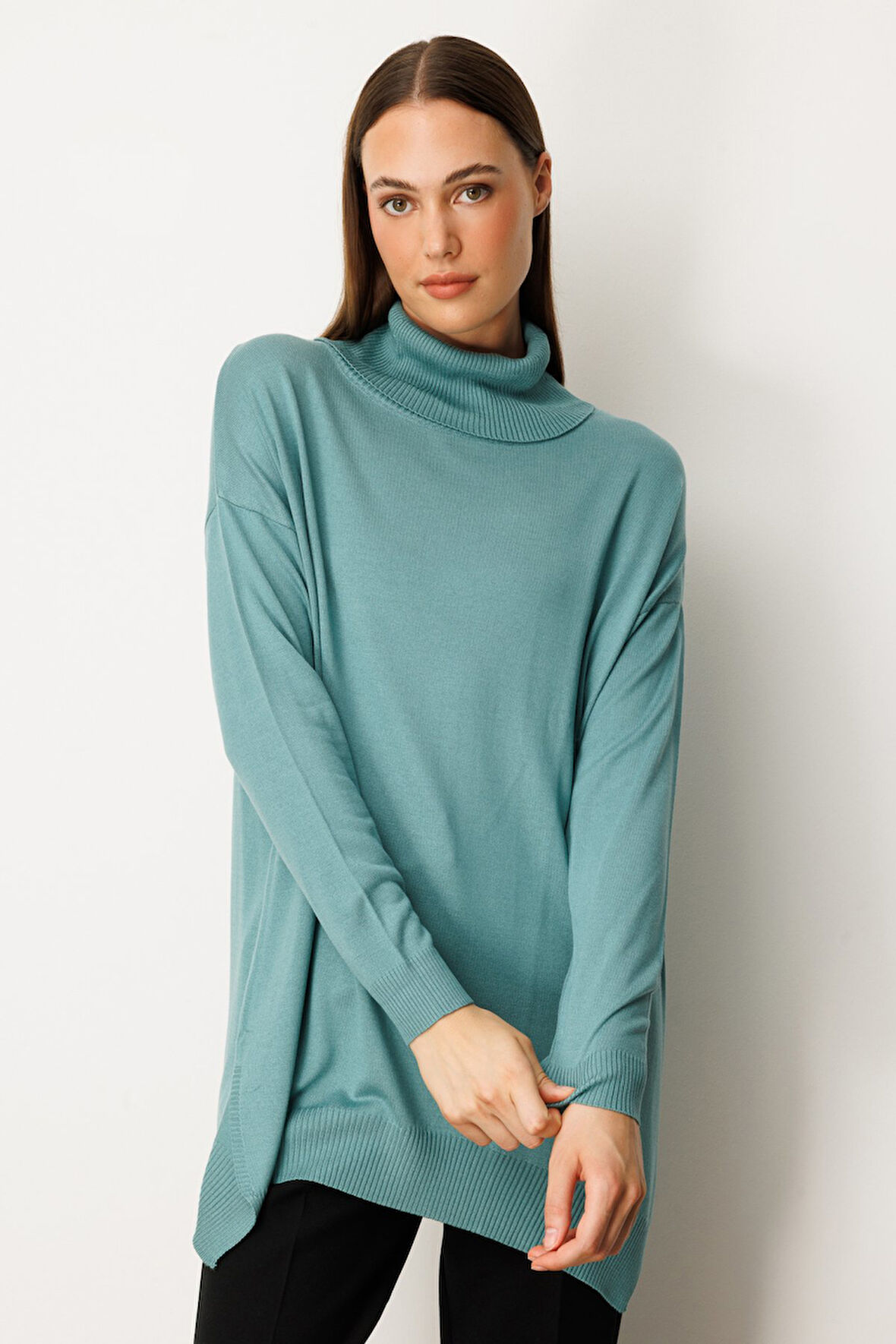 On Kadın Balıkçı Yaka Tunik 65317 Mint