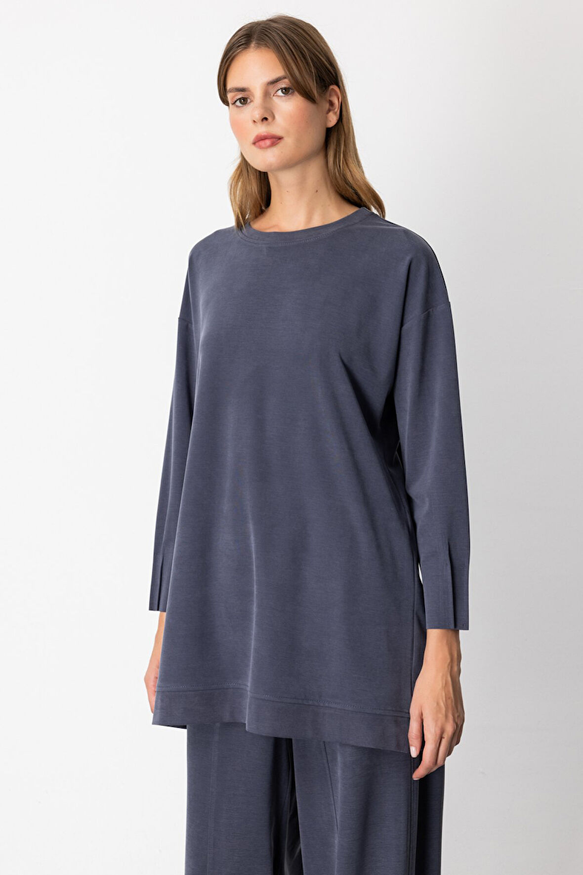 On Kadın Sıfır Yaka Tunik 64308 Lacivert