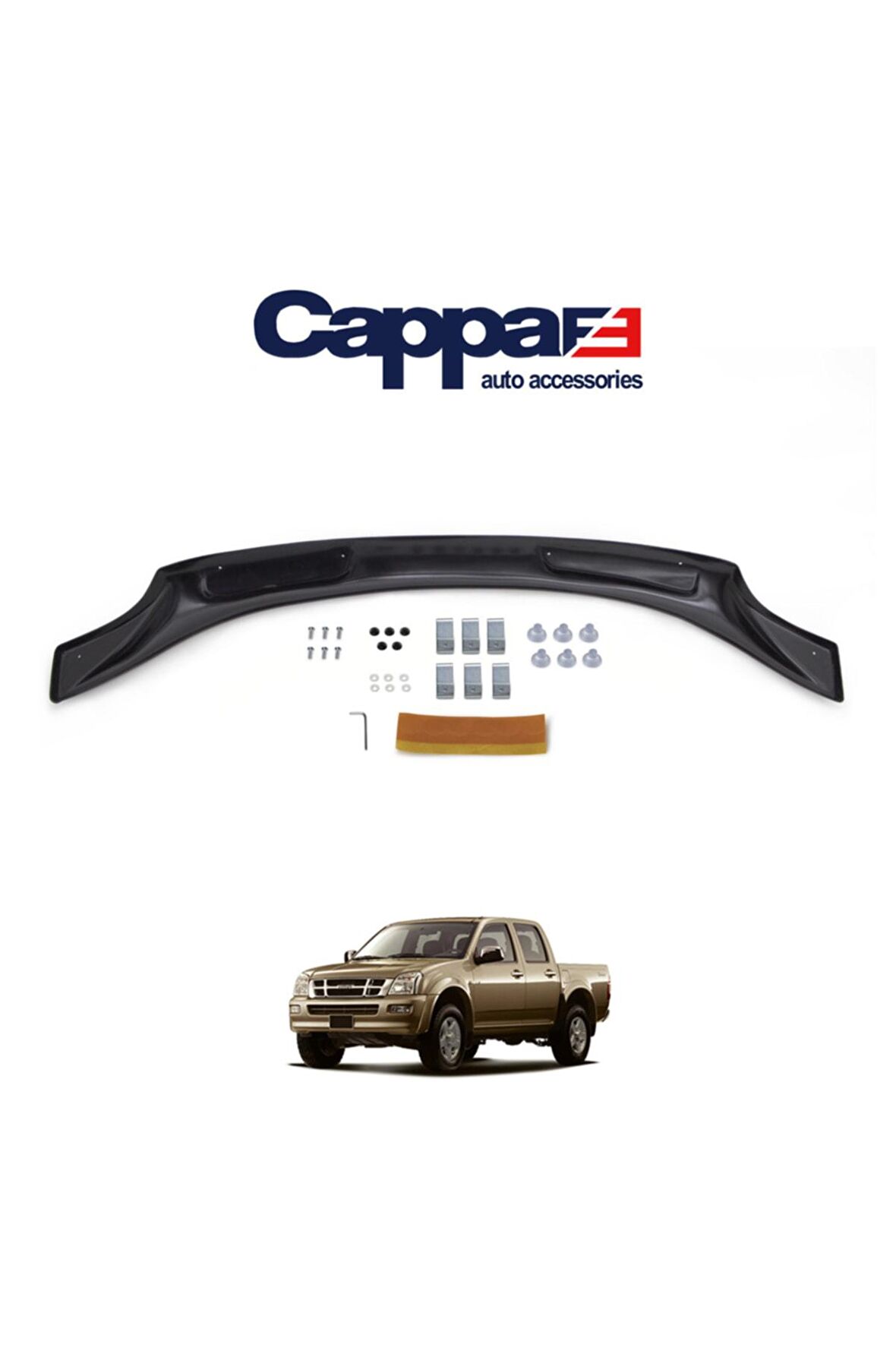 Isuzu D-max Ön Kaput Koruyucu Rüzgarlığı 4mm Akrilik (ABS) Piano Black 2002-2006