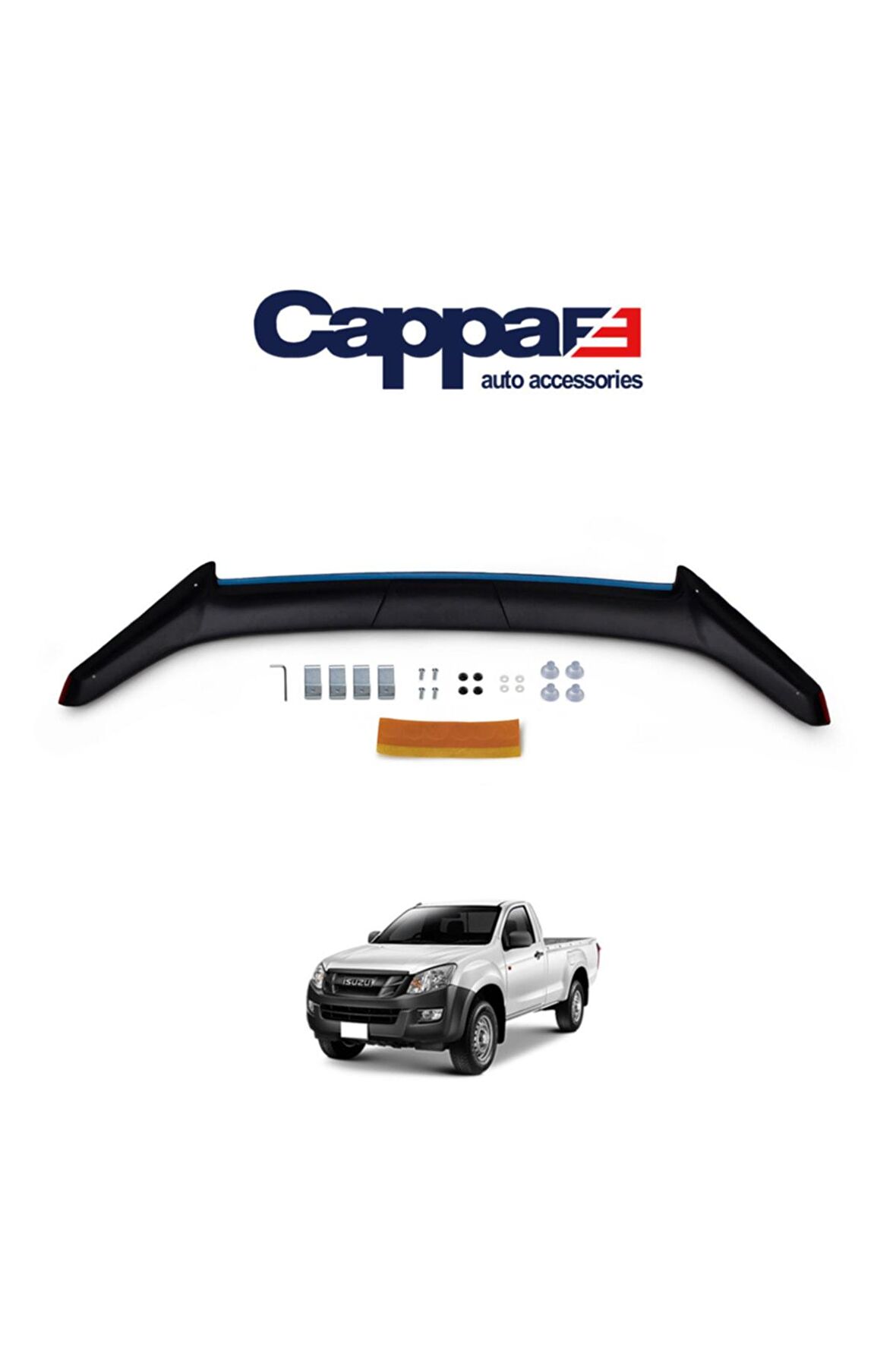 Isuzu D-max Ön Kaput Koruyucu Rüzgarlığı 4mm Akrilik (abs) Piano Black 2012-2017 Uyumlu