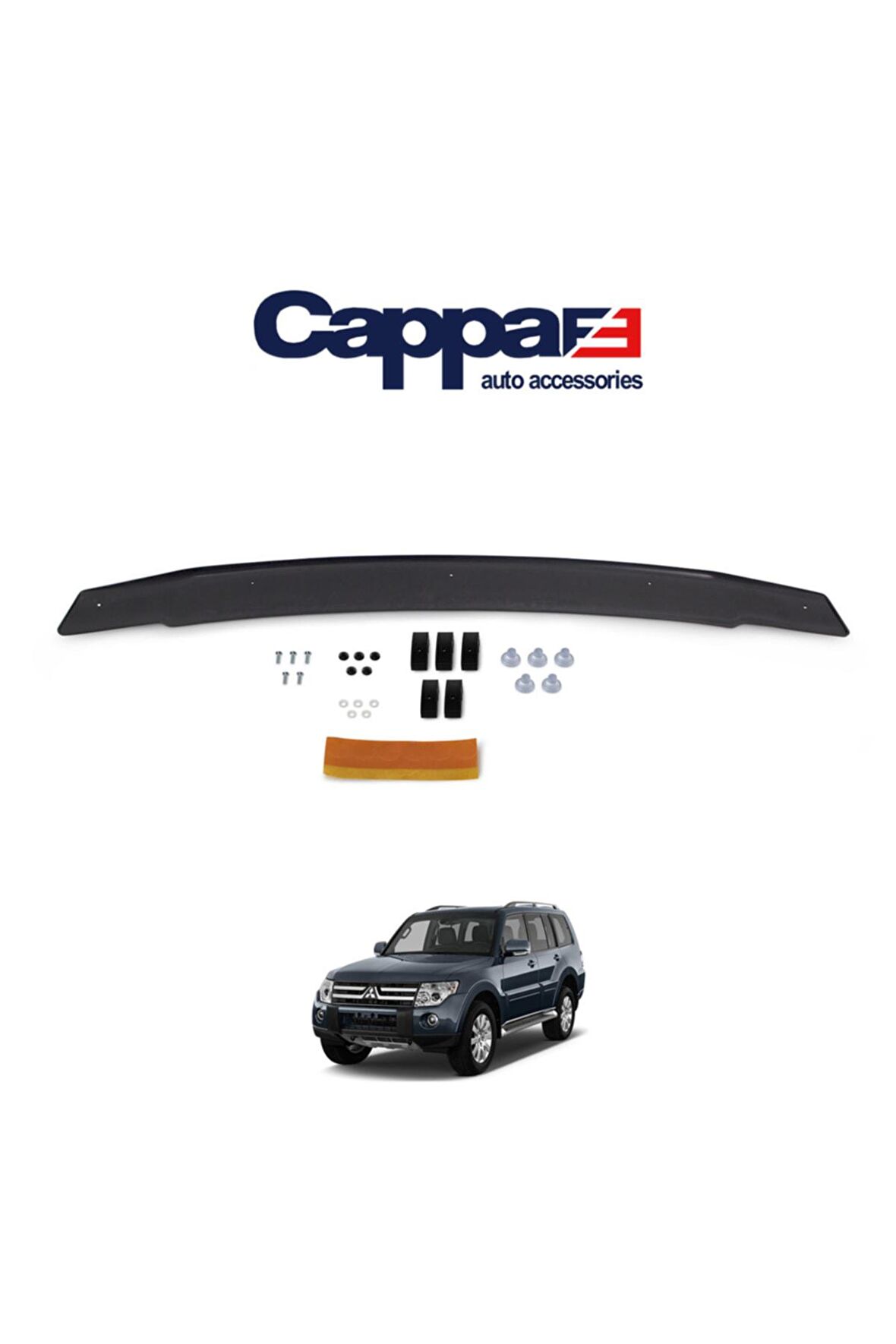 Mitsubishi Pajero Ön Kaput Koruyucu Rüzgarlığı 4 mm Akrilik (abs) Piano Black 2007-2019 Uyumlu