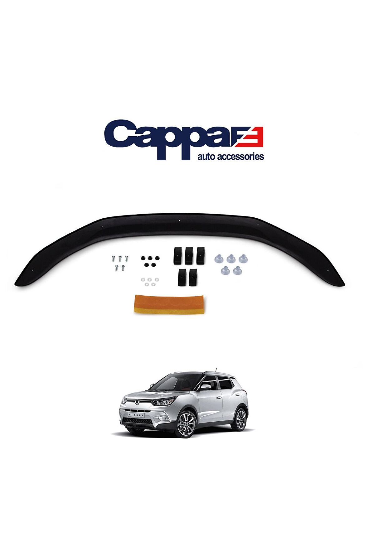 Ssangyong Tivoli Ön Kaput Koruyucu Rüzgarlığı 4mm Akrilik (abs) Piano Black 2015 Ve Sonrası