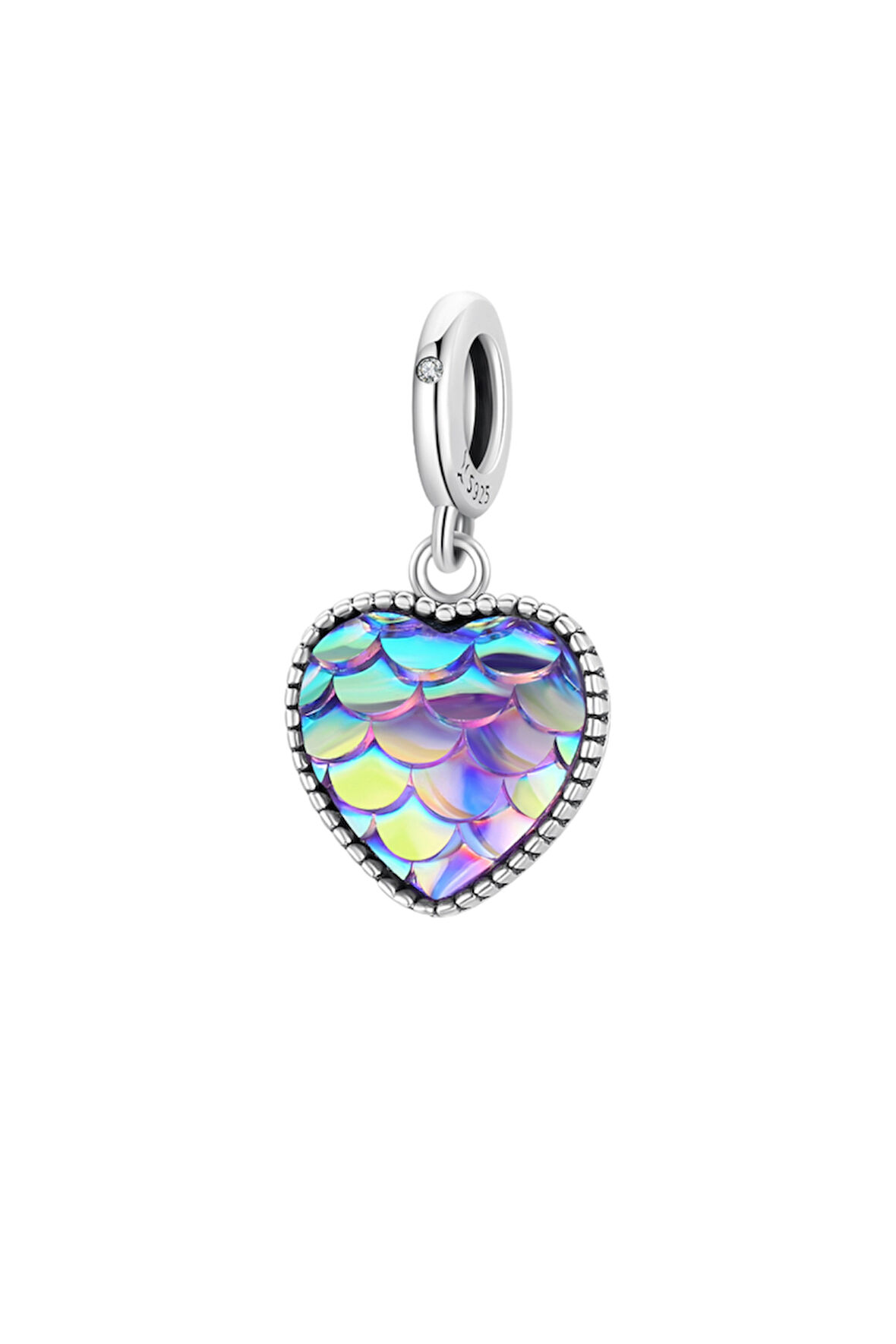 Sallantılı Deniz Kızı Kalbi Charm | 925 Ayar Gümüş