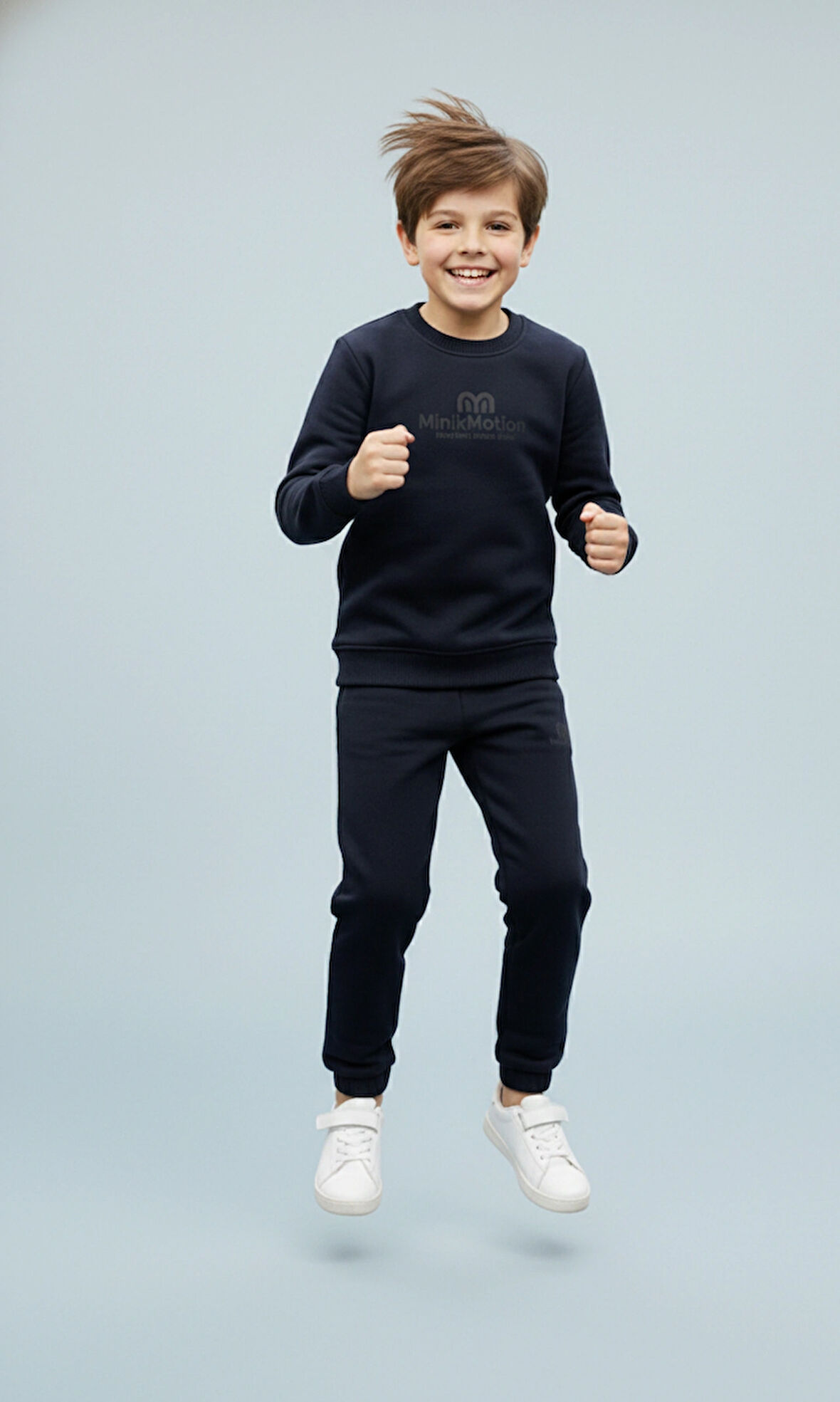 3 İplik Garson Şardonlu Kabartmalı Baskı Siyah Kombin 4