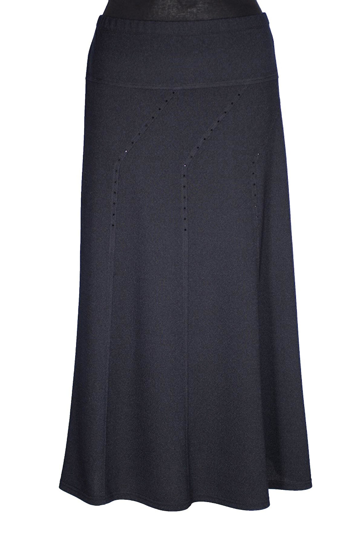 Hesna Kadın Seher Kışlık Büyük Beden Taşlı Astarsız Latikli Lacivert Etek