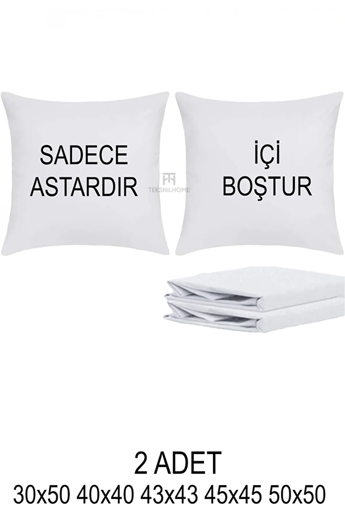 2 Adet Fermuarlı Kırlent İç Astarı 5 Ebat Kırlent içi Yastık Kılıf Astar Milt