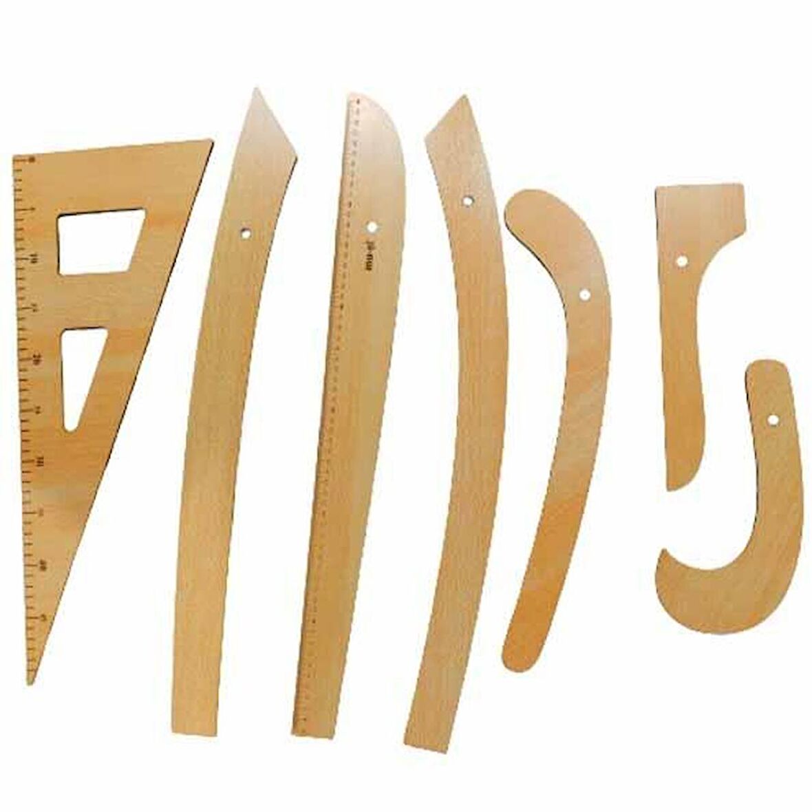 Ahşap Riga Cetvel Seti 7 Parça ( 3 mm )
