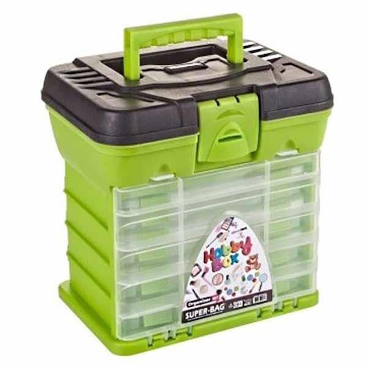 Hobi Kutusu Süper Bag Hobby Box Organizerli Takım Çantası Yeşil