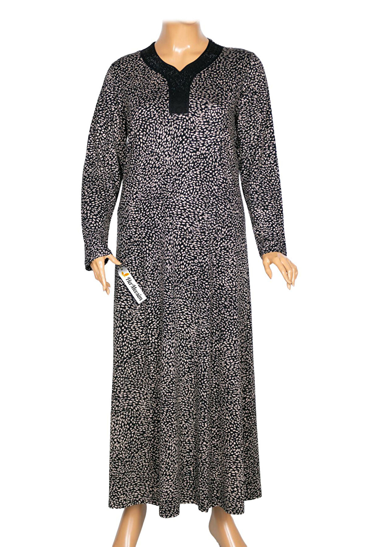Hesna Kadın Demet Büyük Beden Kuplu Boydan Siyah Elbise Desen 69