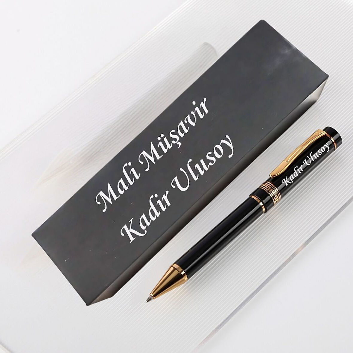 Kişiye Özel İsim Yazılı Tükenmez Kalem ve Hediye Kutusu | Siyah Gold Lüks Kalem