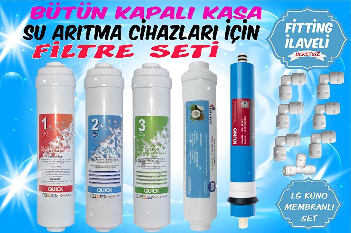 Kapalı Kasa Su Arıtma Cihazı Filtresi 5li Filtre Seti Membranlı