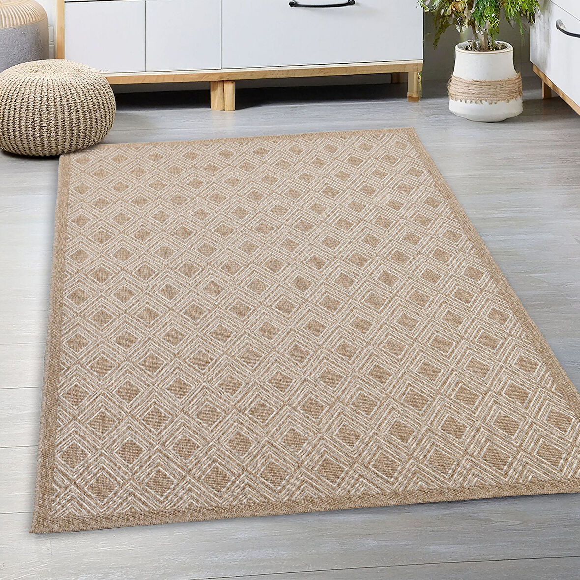 Avanos Modern Sisal Jüt Toz Vermez Balkon Bahçe Mutfak Dokuma Halı Kilim