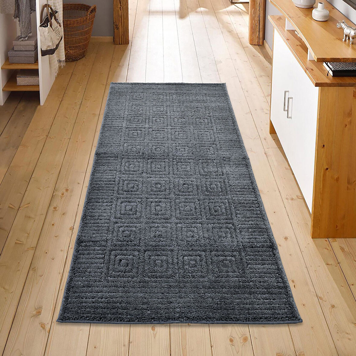 Pandora Yumuşak Peluş Shaggy Gri Çocuk Odası Oturma Odası Salon Mutfak Koridor Halısı Yolluk 1102O