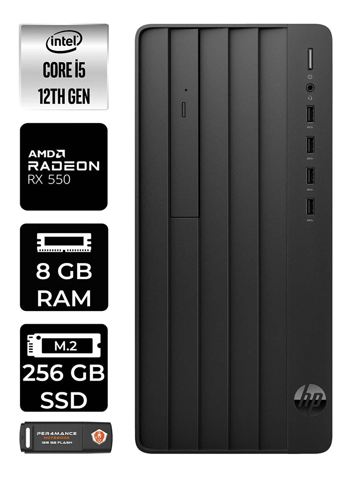 HP PRO TOWER 290 G9 i5 12500 8GB RAM 256GB SSD RX550/4GB FDOS 6D3A5EA MASAÜSTÜ PC & PER4 BELLEK