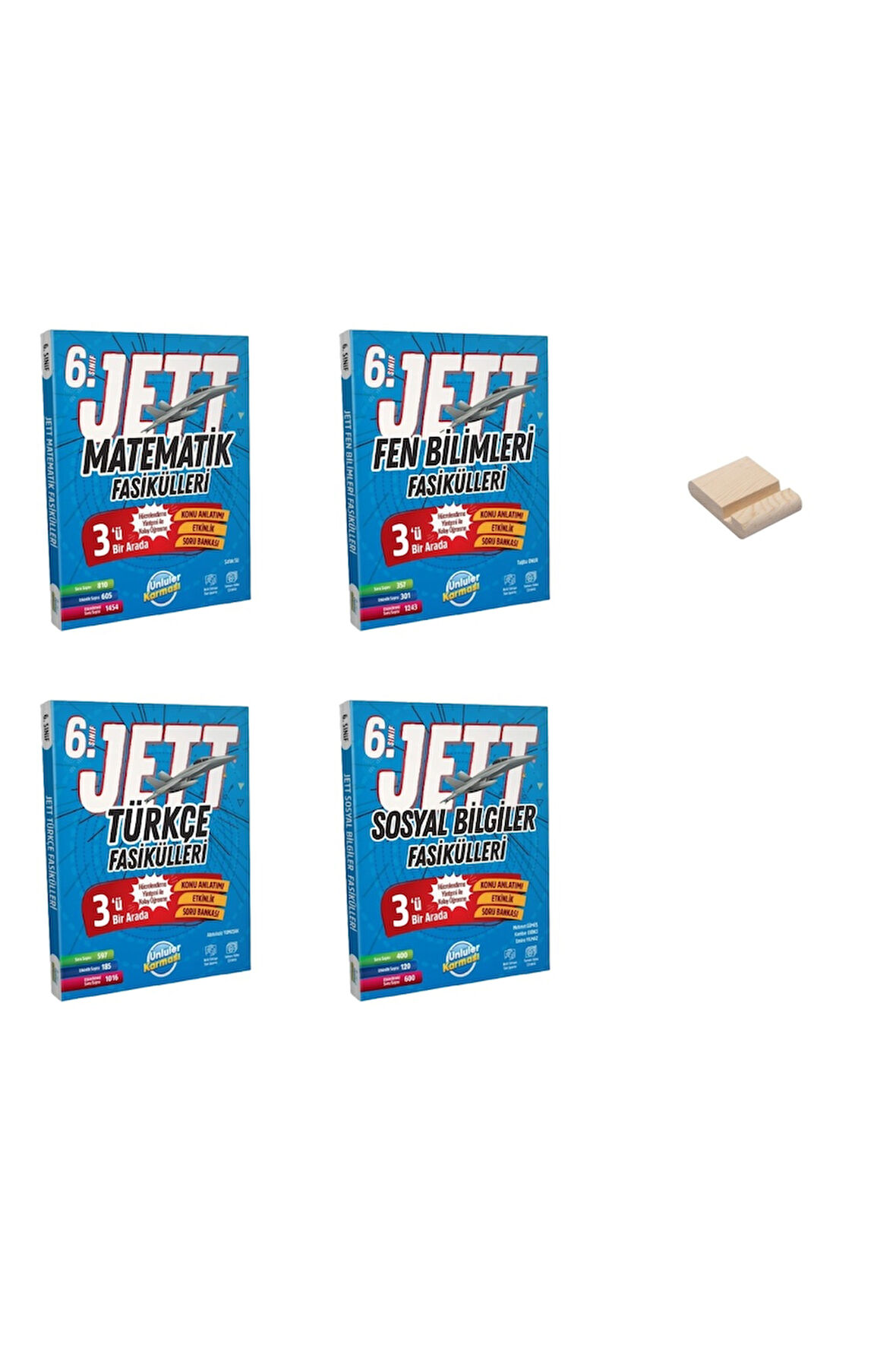 6. Sınıf JETT Matematik Fen Bilimleri Türkçe ve Sosyal Bilgiler Fasikülleri 4lü Set ayraç hediyeli