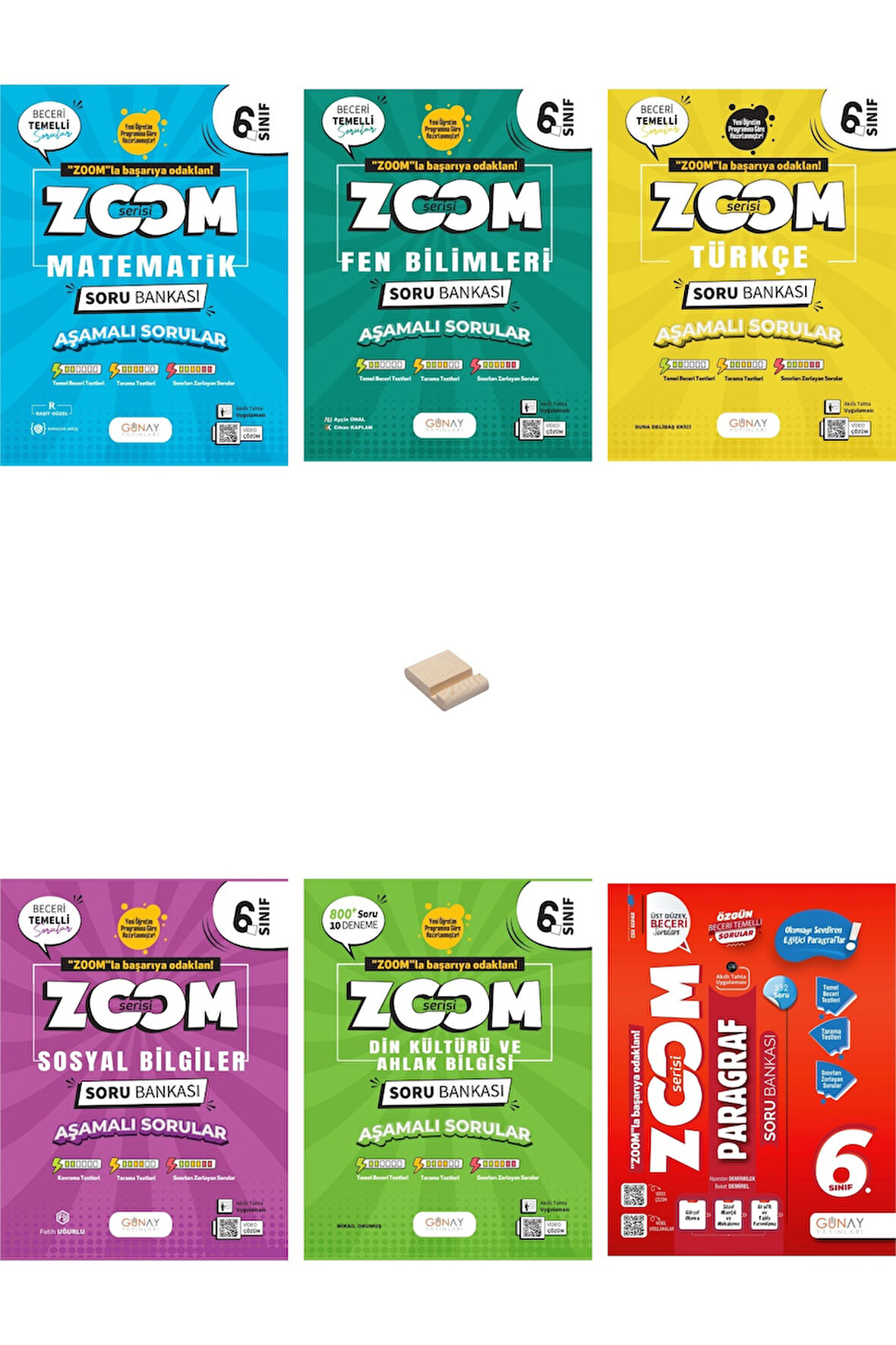 6. Sınıf Zoom Tüm Dersler Soru Bankası 6lı Set + Telefon Standı