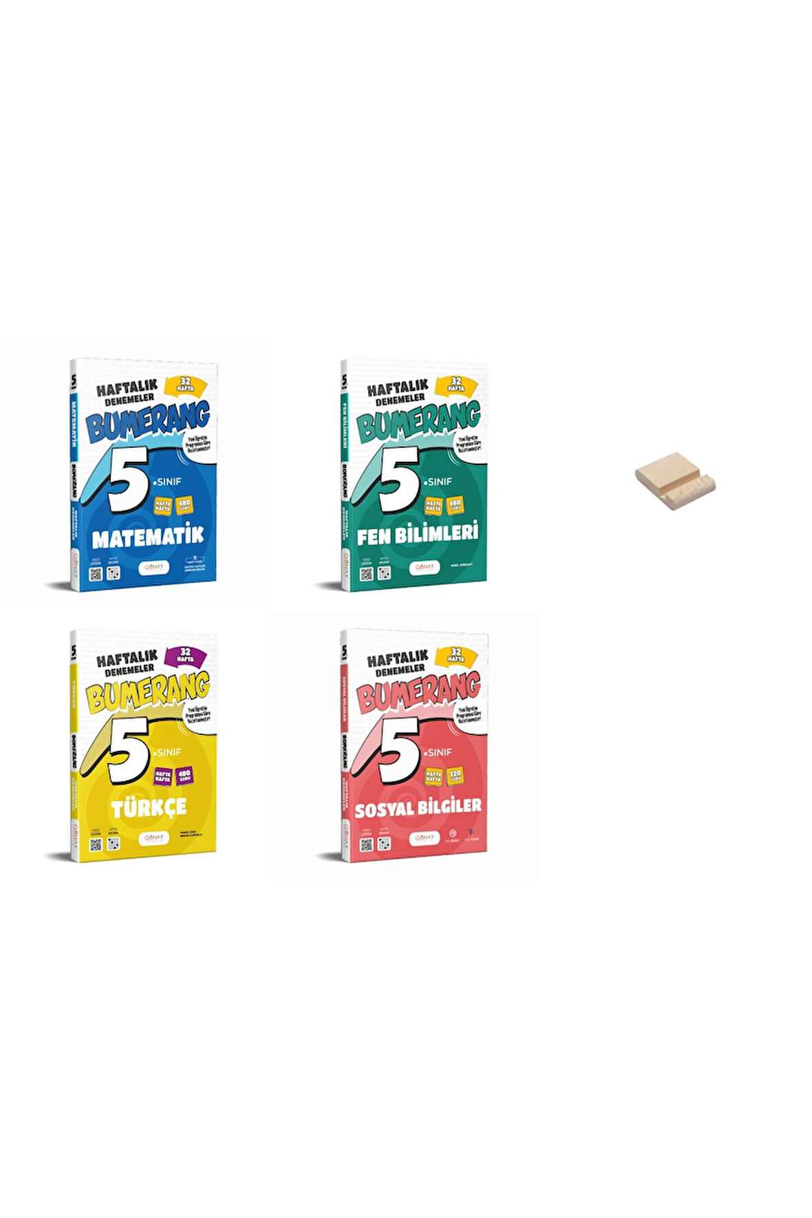5. Sınıf Bumerang Matematik Fen Türkçe ve Sosyal Haftalık Denemeleri 4lü Set + Telefon Standı