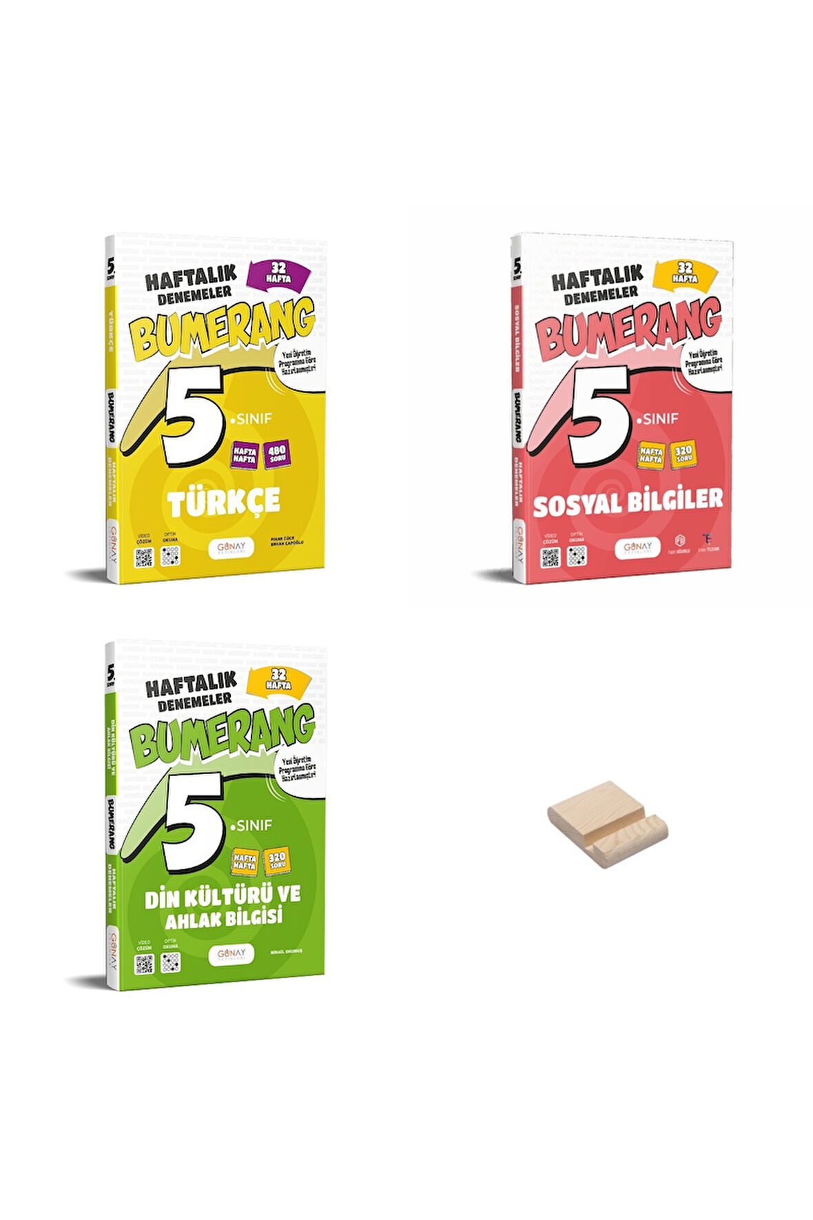 5. Sınıf Bumerang Türkçe Sosyal ve Din Haftalık Denemeleri 3lü Set + Telefon Standı