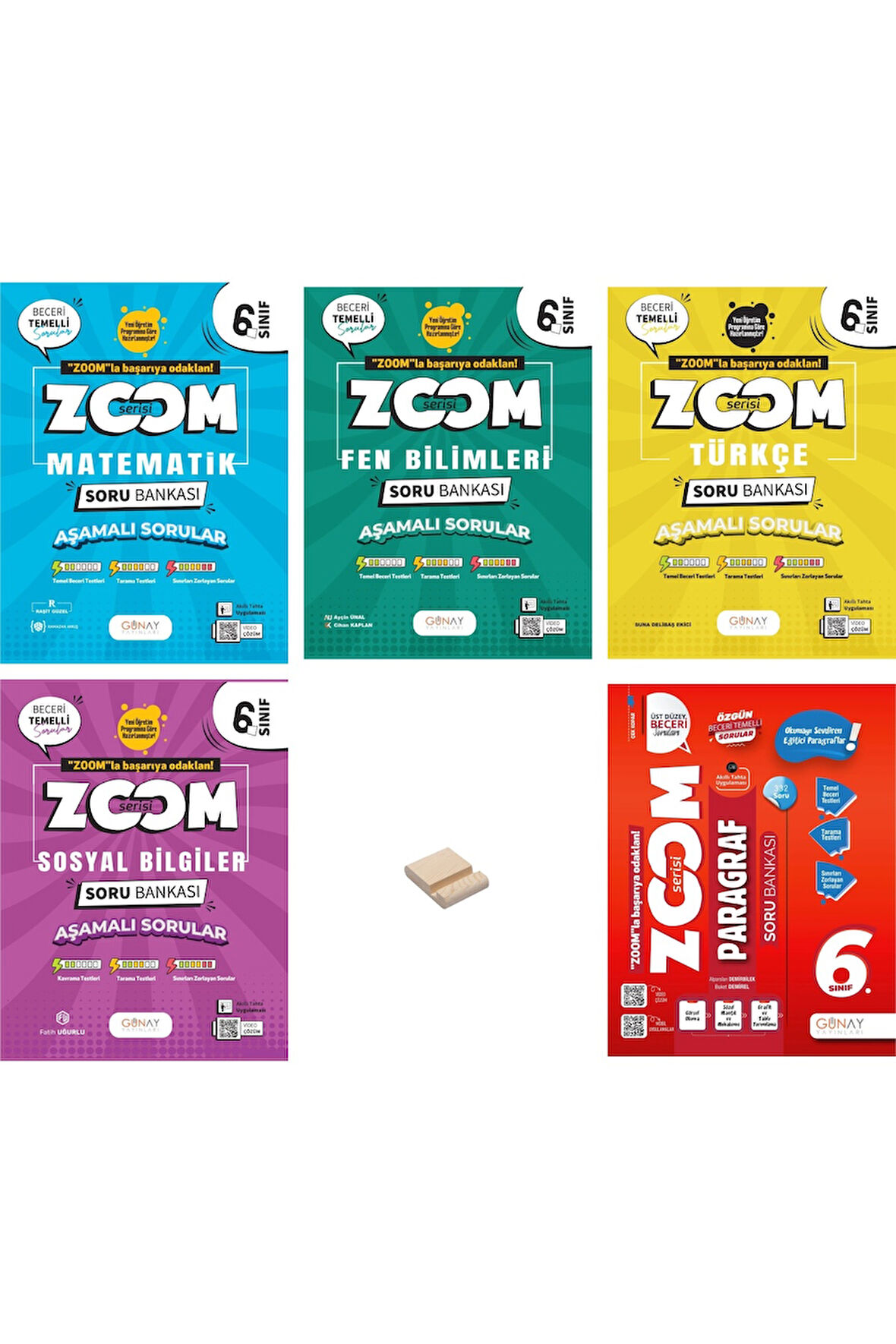 6. Sınıf Zoom Matematik Fen Türkçe Sosyal ve Paragraf Soru Bankası 5li Set + Telefon Standı