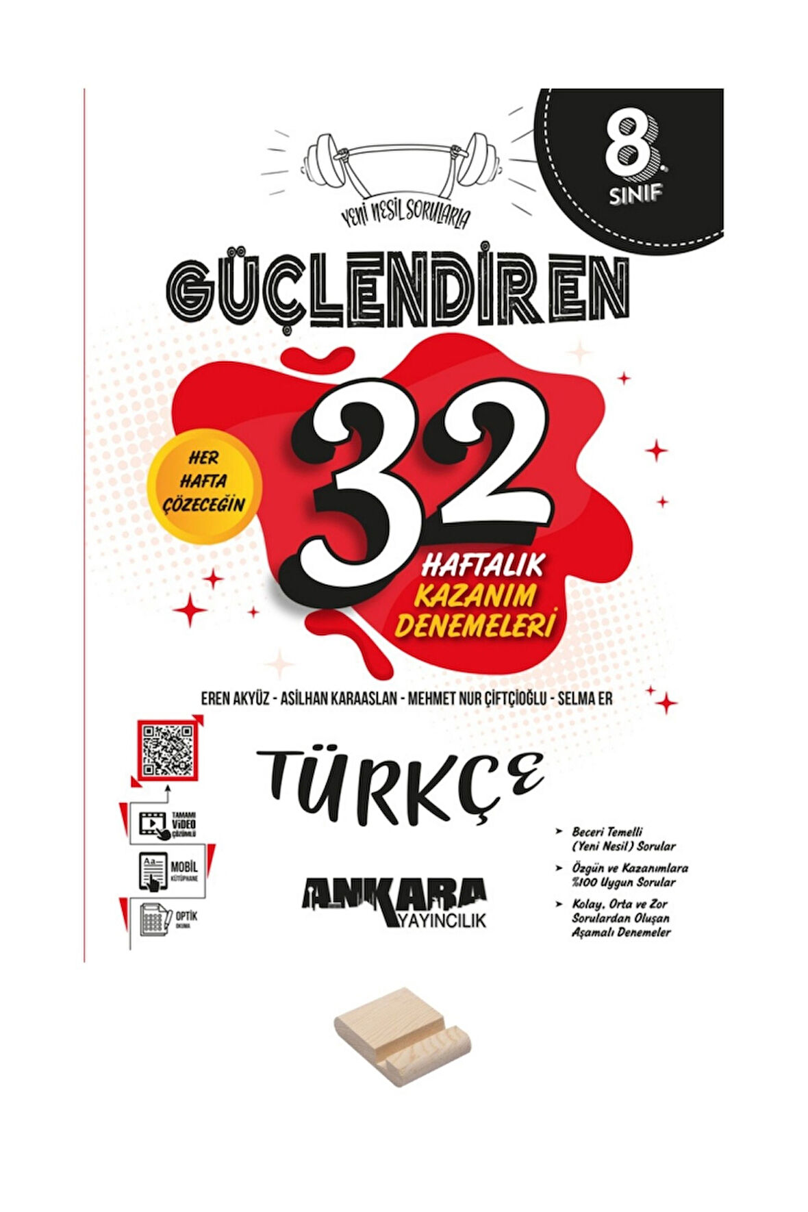 LGS 8. Sınıf Güçlendiren 32 Haftalık Türkçe Kazanım Denemeleri ve Telefon Standı