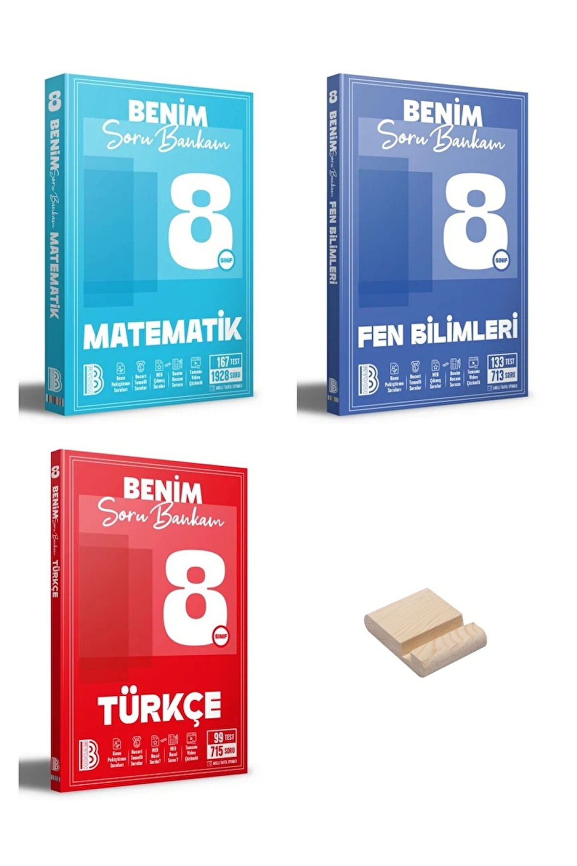 LGS 8. Sınıf Benim Hocam Matematik Fen ve Türkçe Soru Bankam 3lü Set + Telefon Standı