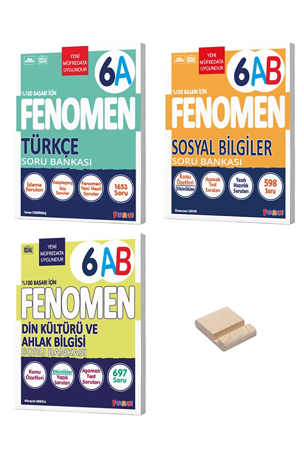 6. Sınıf A Serisi Türkçe Sosyal ve Din 3lü Set Soru Bankası + Telefon Standı