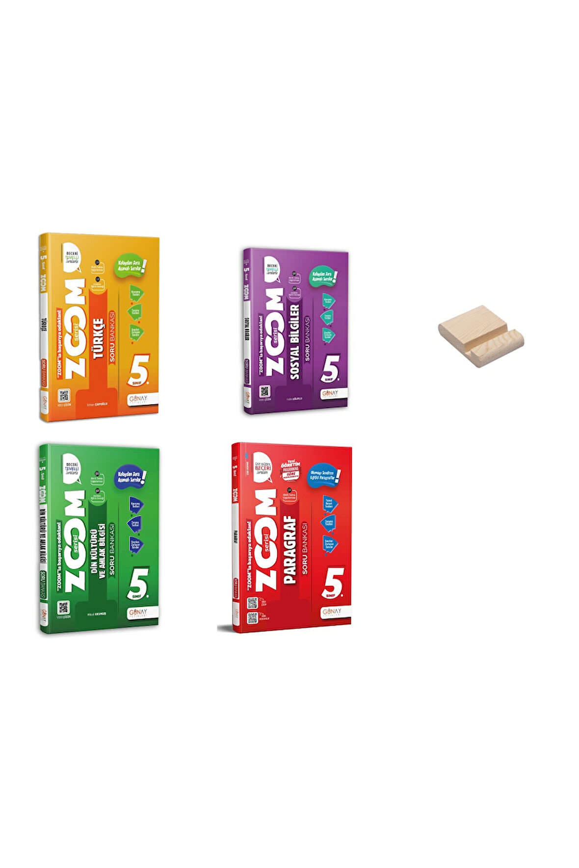 5. Sınıf Zoom Türkçe Sosyal Din ve Paragraf Soru Bankası 4lü Set + Telefon Standı