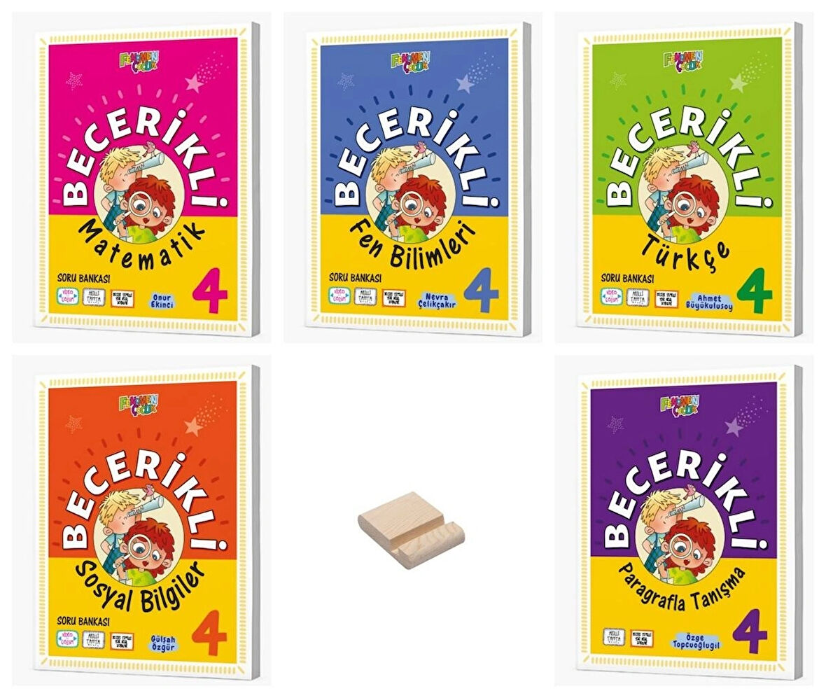 4. Sınıf Becerikli Tüm Dersler Soru Bankası 5li Set + Telefon Standı