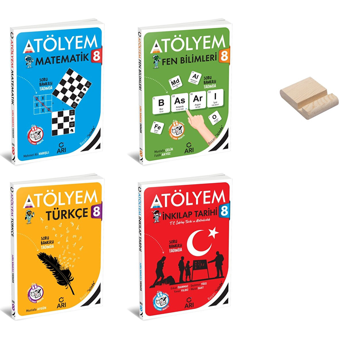 Lgs 8. Sınıf Atölyem Matematik Fen Türkçe ve Inkılap 4lü Set + Telefon Standı