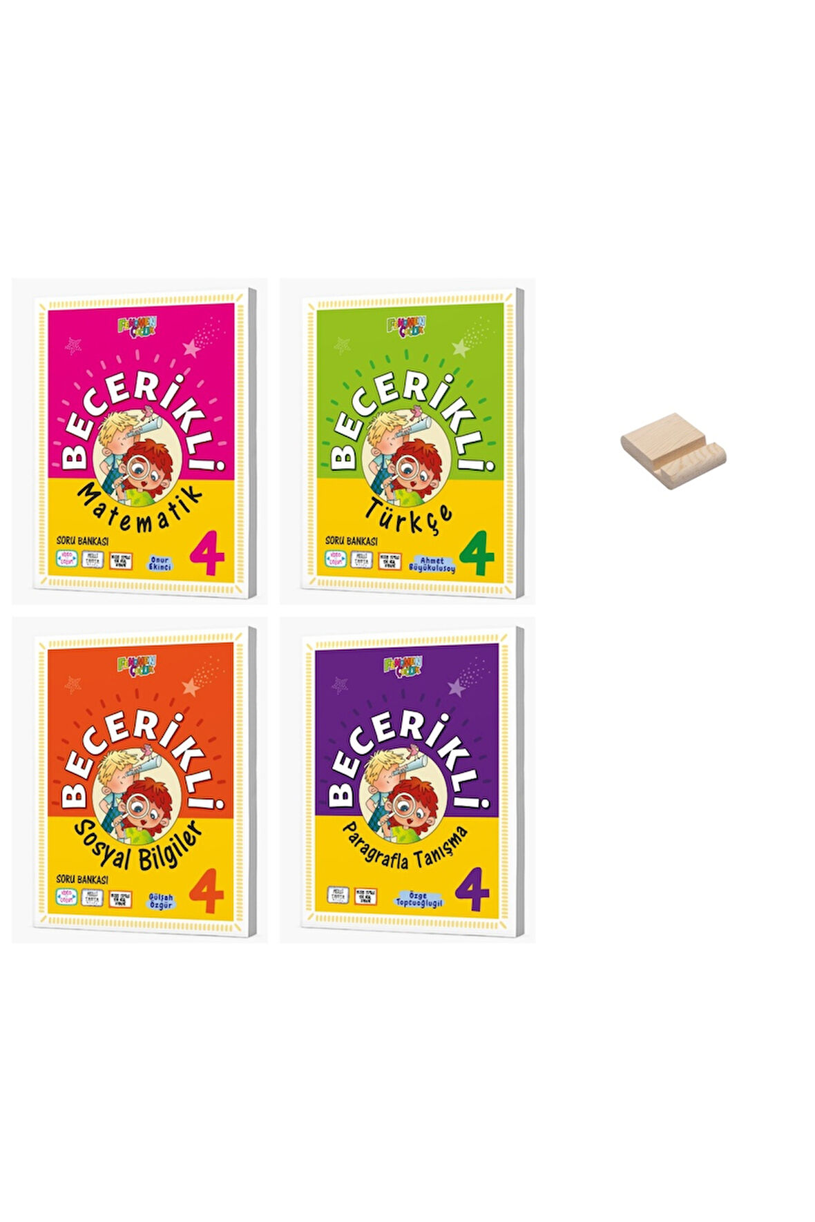 4. Sınıf Becerikli Matematik Türkçe Sosyal ve Paragraf Soru Bankası 4lü Set + Telefon Standı