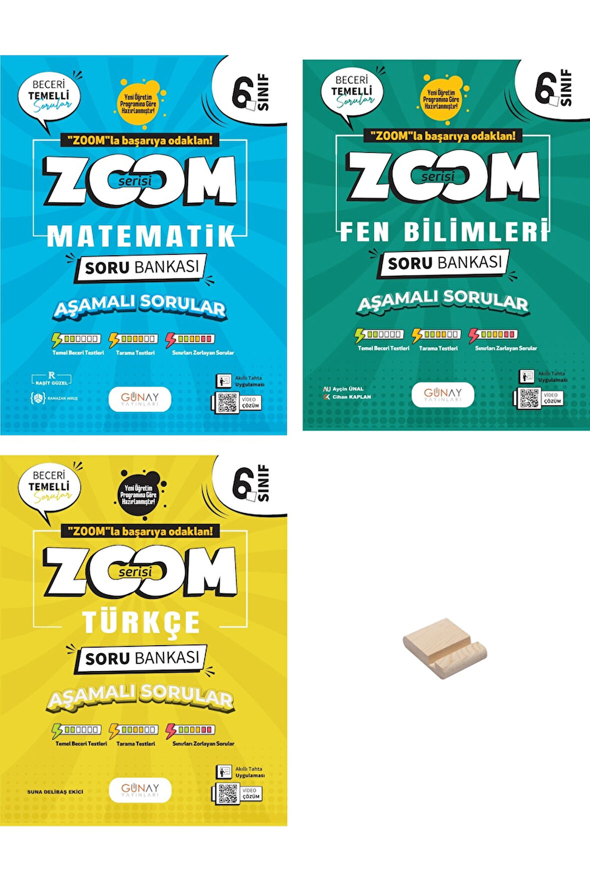 6. Sınıf Zoom Matematik Fen Bilimleri ve Türkçe Soru Bankası 3lü Set + Telefon Standı